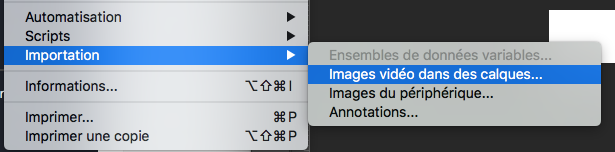 Importation video photoshop